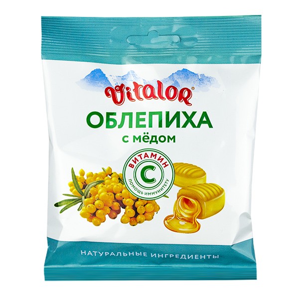 Виталор® Облепиха с медом, леденцовая карамель с витамином С - БАД, 60 г