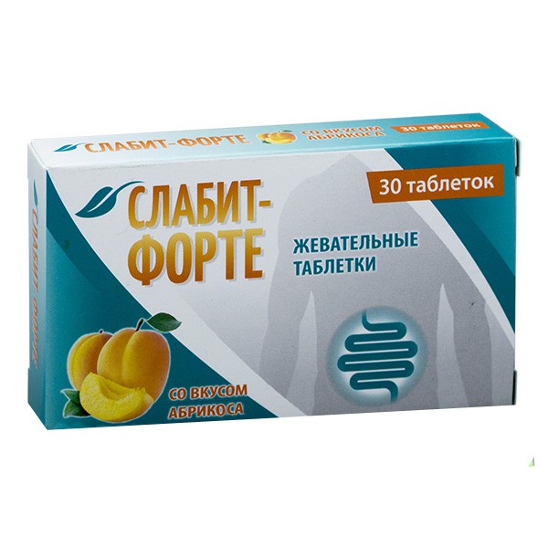 Слабит-Форте жевательные таблетки со вкусом абрикоса - БАД, № 30 х 0,5 г (лактулоза)