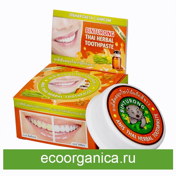 Зубная паста с экстрактом аниса "BINTURONG" Anise Thai Herbal Toothpaste, 33 г, круглая